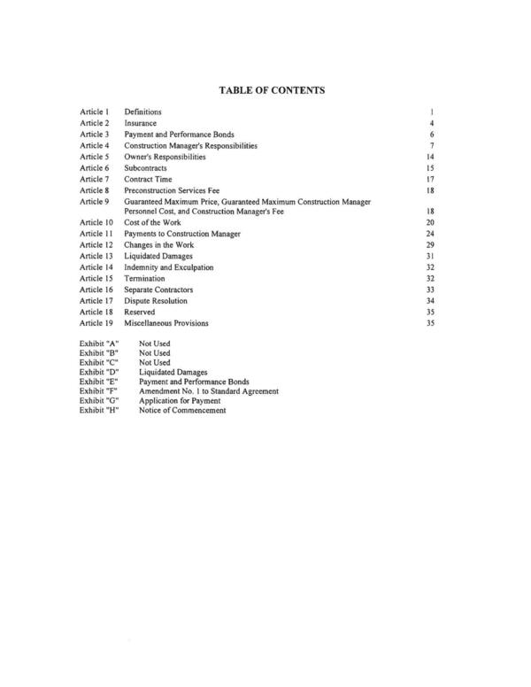 Table of Contents