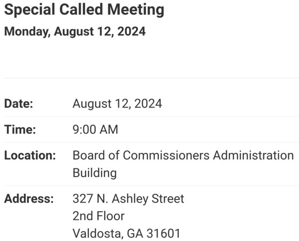 [Special Called Meeting with no agenda, Lowndes County Commission 2024-08-12]