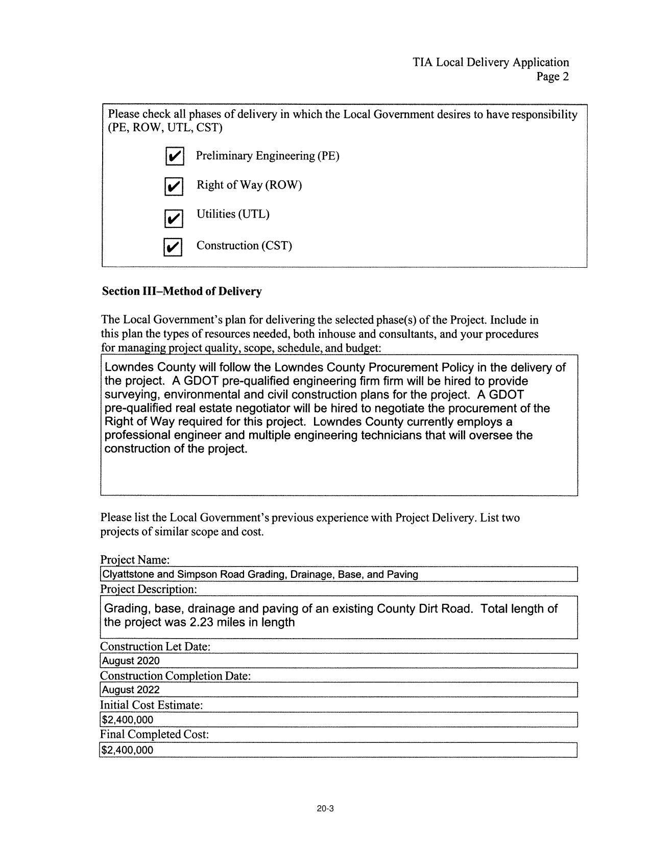 $2,400,000 Clyattstone and Simpson Road Grading, Drainage, Base, and Paving