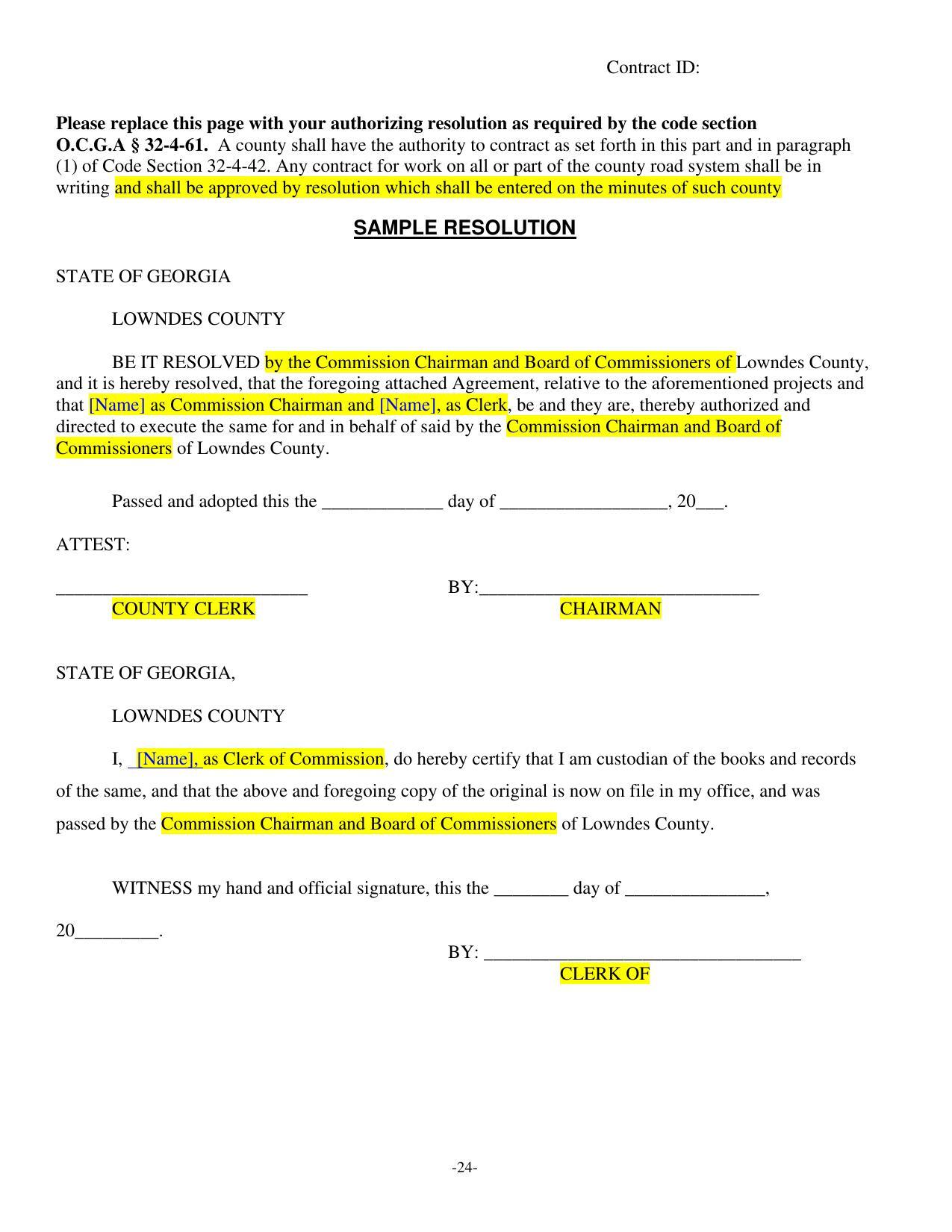 (1) of Code Section 32-4-42. Any contract for work on all or part of the county road system shall be in