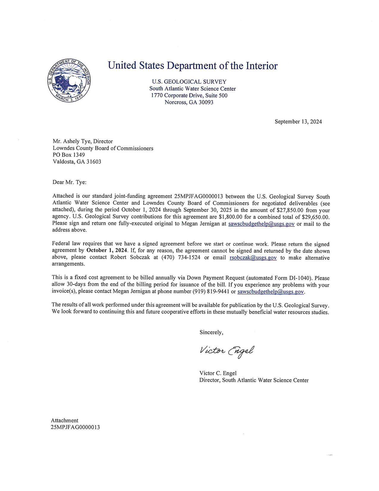 Letter from USGS