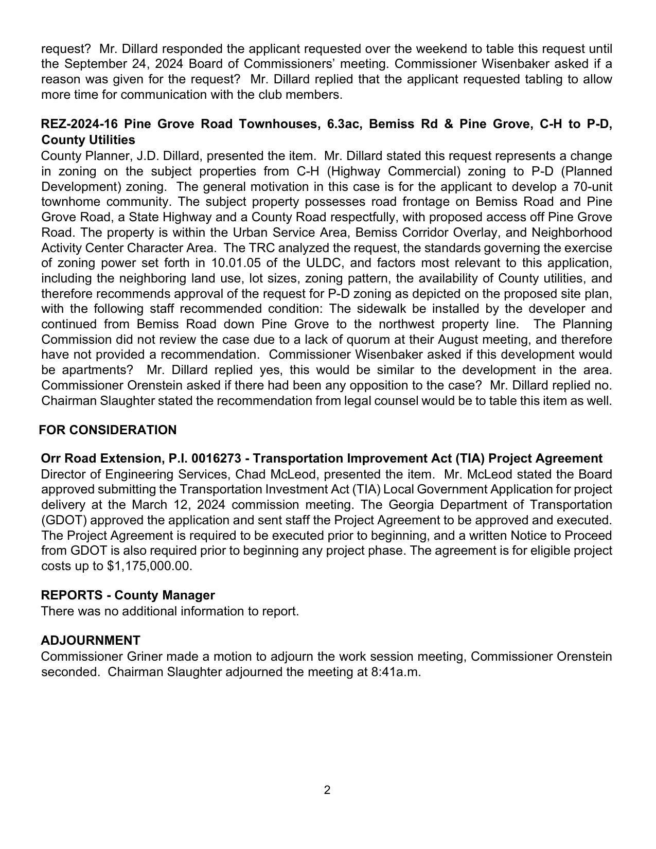 Orr Road Extension, P.I. 0016273 - Transportation Improvement Act (TIA) Project Agreement