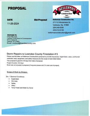 [Bid by Kellerman Construction Inc.]