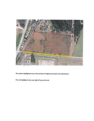 [Aerial Map of the portion of Hightower Road to be abandoned.]