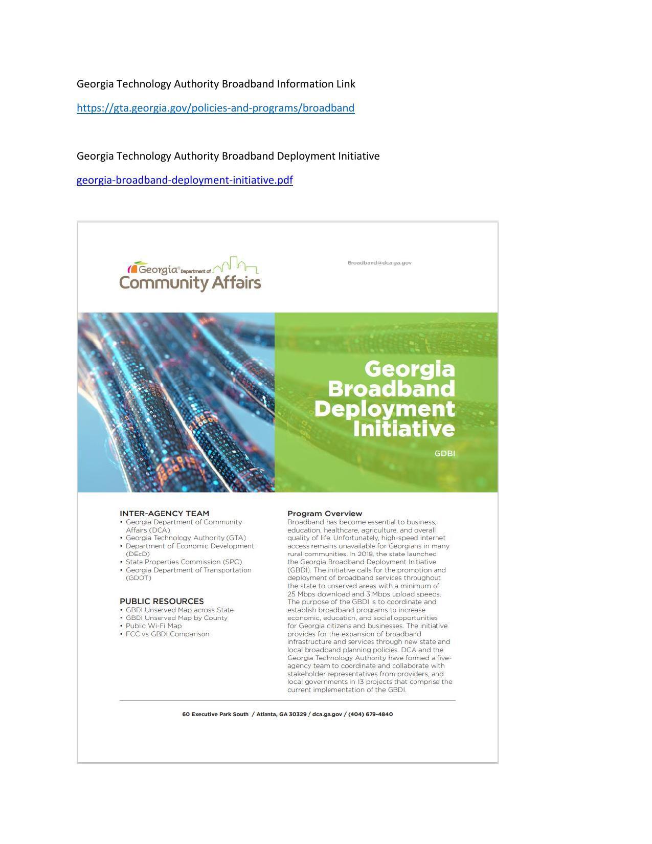 Georgia Technology Authority Broadband Information Link