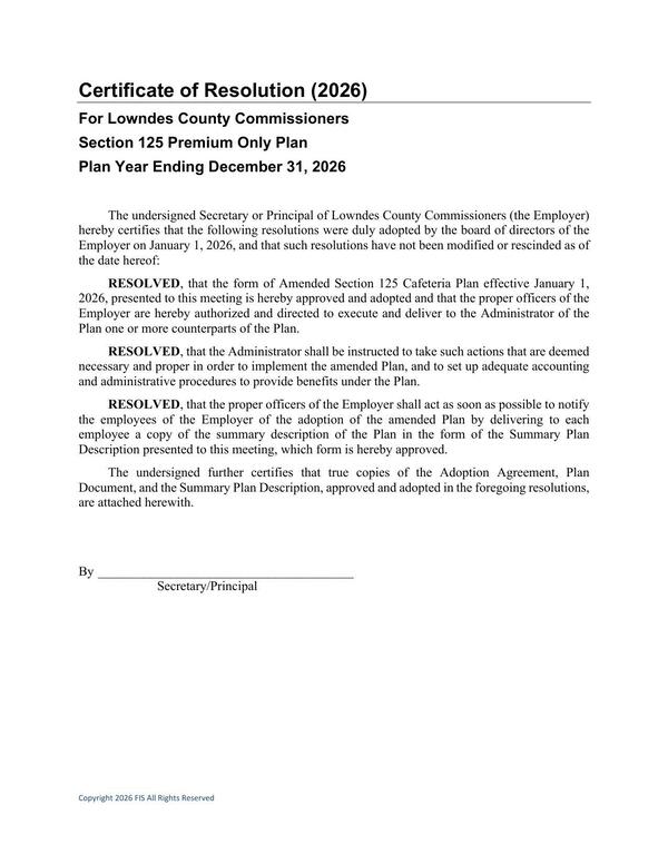 Certificate of Resolution (2026)