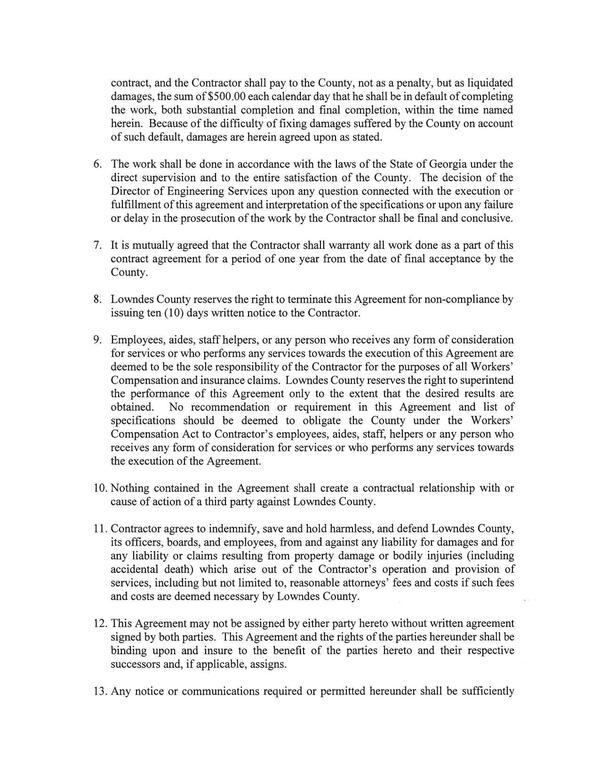 issuing ten (10) days written notice to the Contractor.