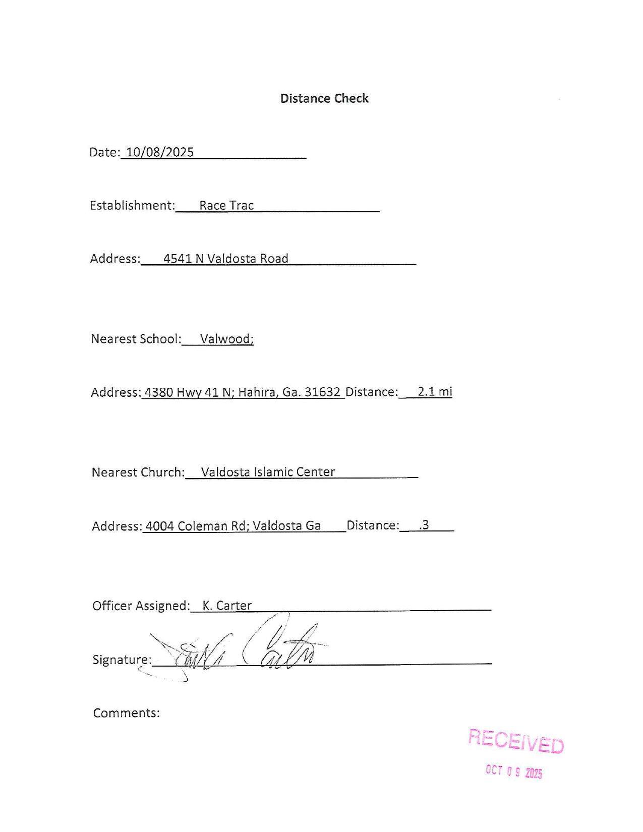 Nearest Church:__ Valdosta Islamic Center