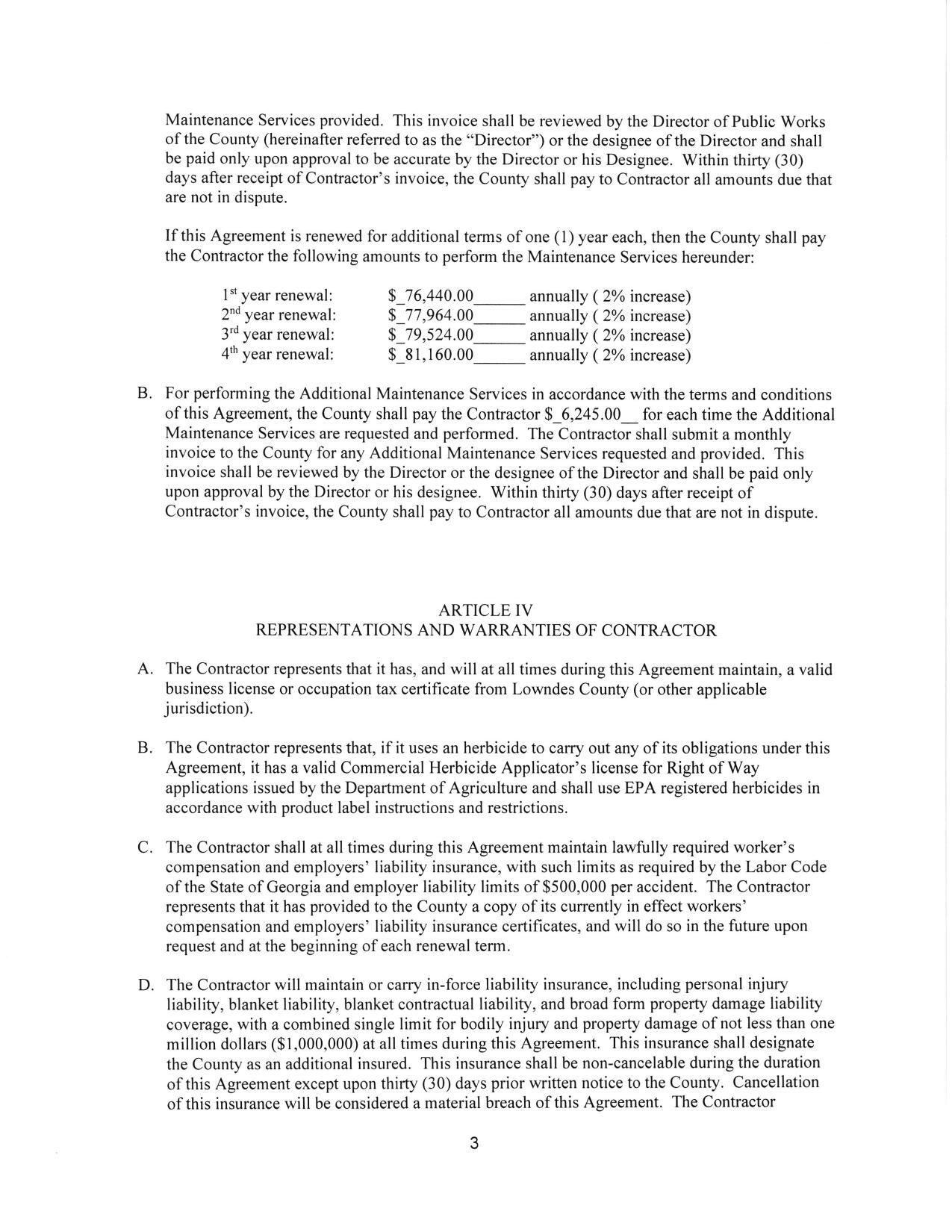 of this Agreement except upon thirty (30) days prior written notice to the County. Cancellation