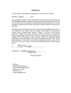 [\$85,174.00 PROPOSAL by Standard Contractors, Inc.]