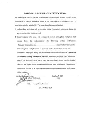 [DRUG-FREE WORKPLACE CERTIFICATION]