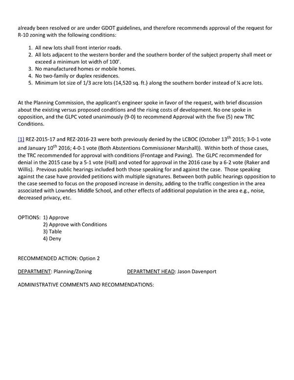 GPLC recommended approval with 5 new TRC conditions.