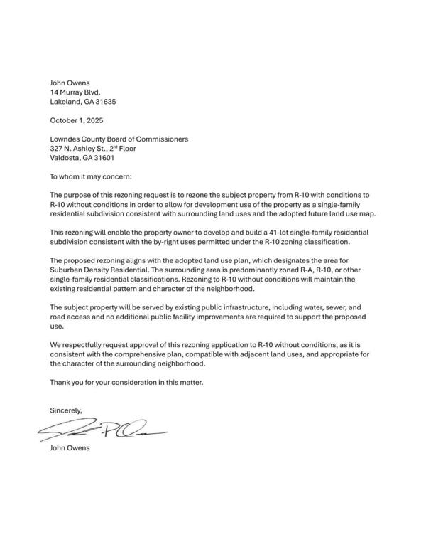 Rezoning request by John Owens