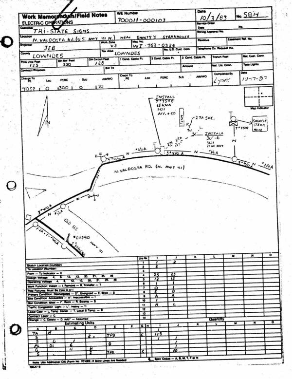 Map: power line easement, U.S. 41 near Shortys Steakhouse