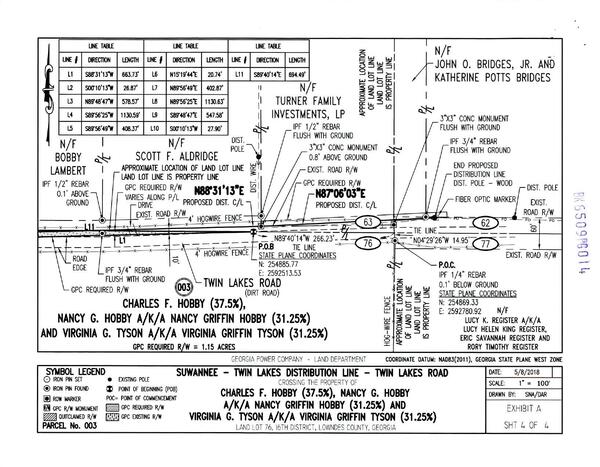 Map: Suwannee - Twin Lakes Distribution Line, Twin Lakes Road, Hobby and Tyson property (4 of 4)