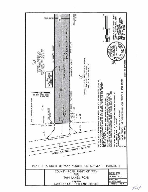 Map: SURVEY of County Road Right of Way for Twin Lakes Road (1 of 4)