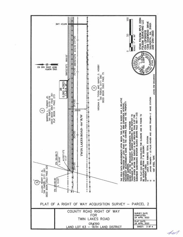 Map: SURVEY of County Road Right of Way for Twin Lakes Road (3 of 4)