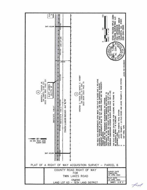 Map: RoW Acquisition Survey, Parcel 6 (2 of 3)