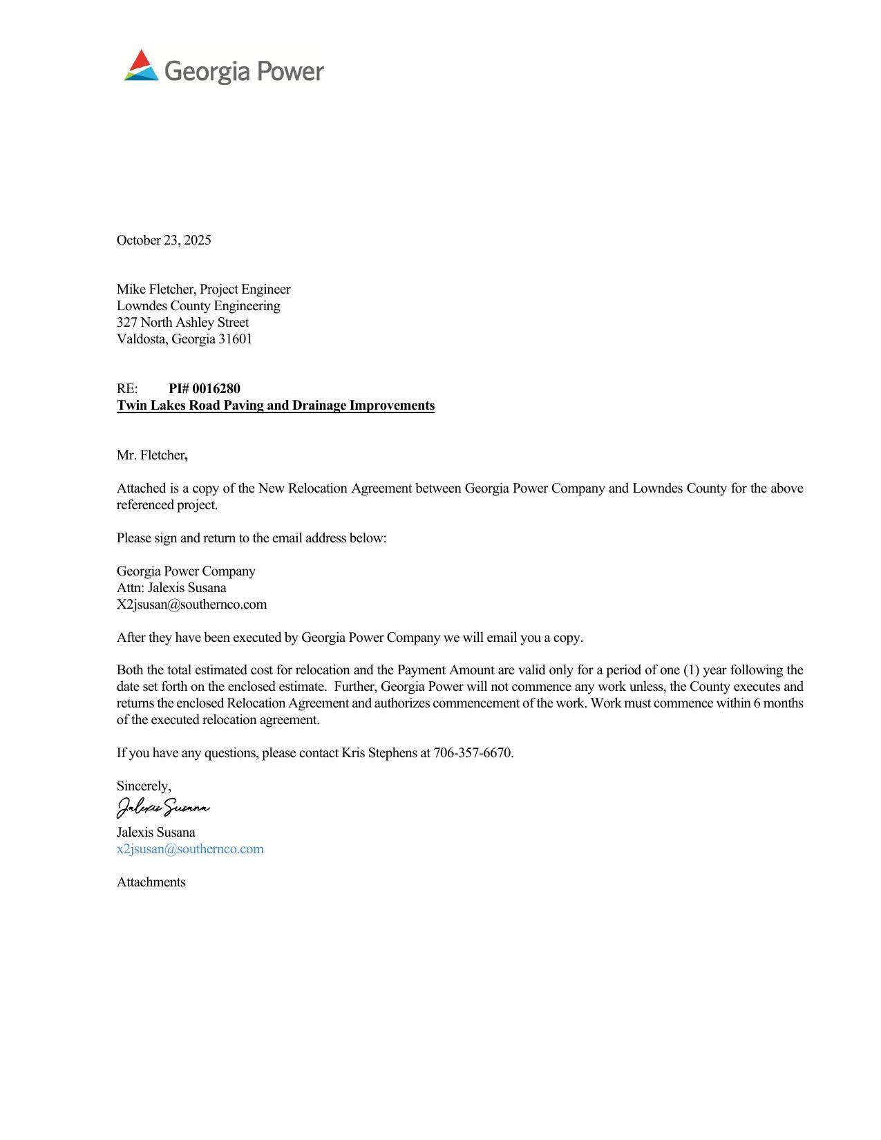 Georgia Power request letter.
