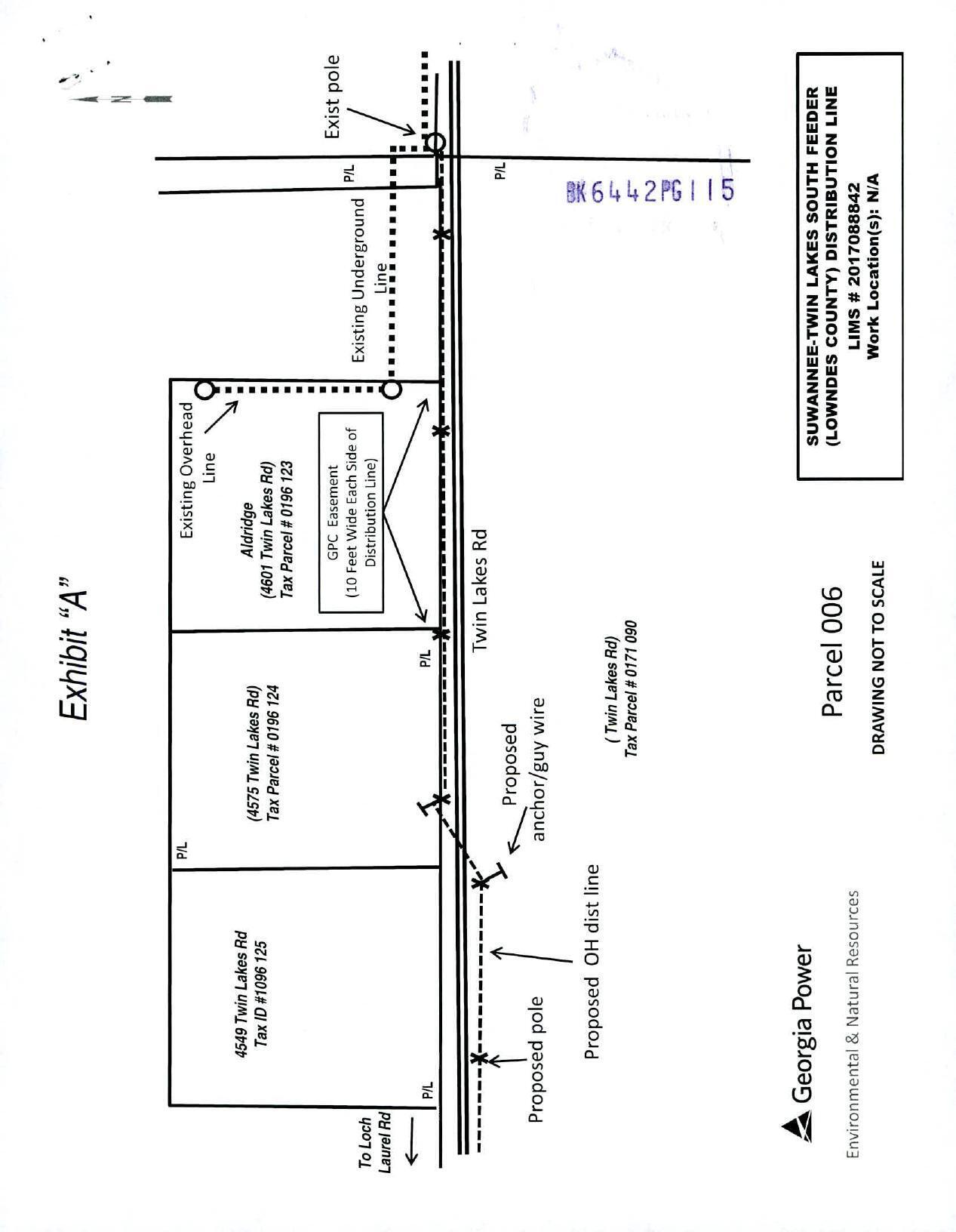 Map: power line RoW along Twin Lakes Road through Aldridge property