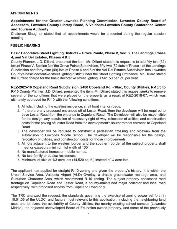 uses and lot sizes, the availability of County Utilities, the nearby existing school campus (Lowndes