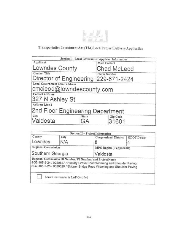 Section 1- Local Government Applicant Information