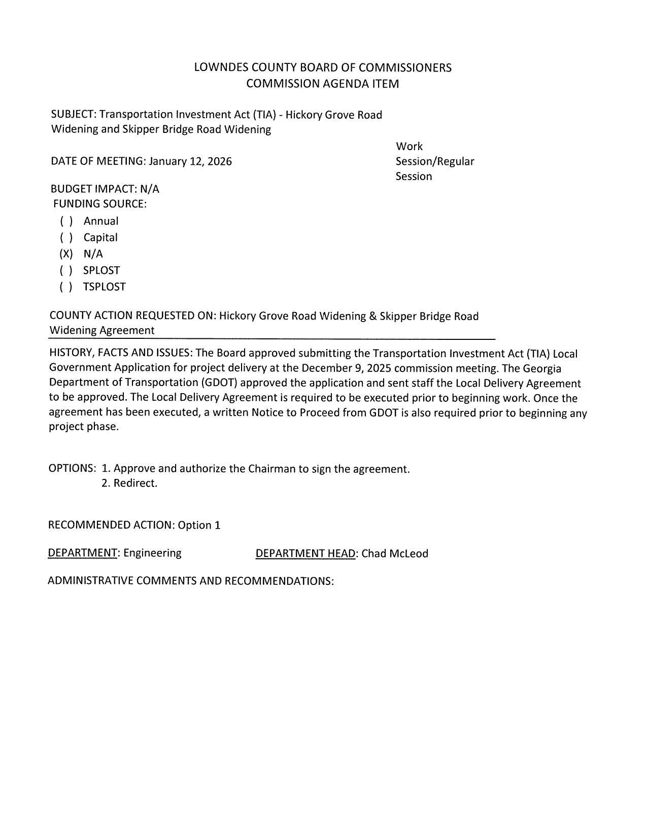 Widening Agreement, GDOT