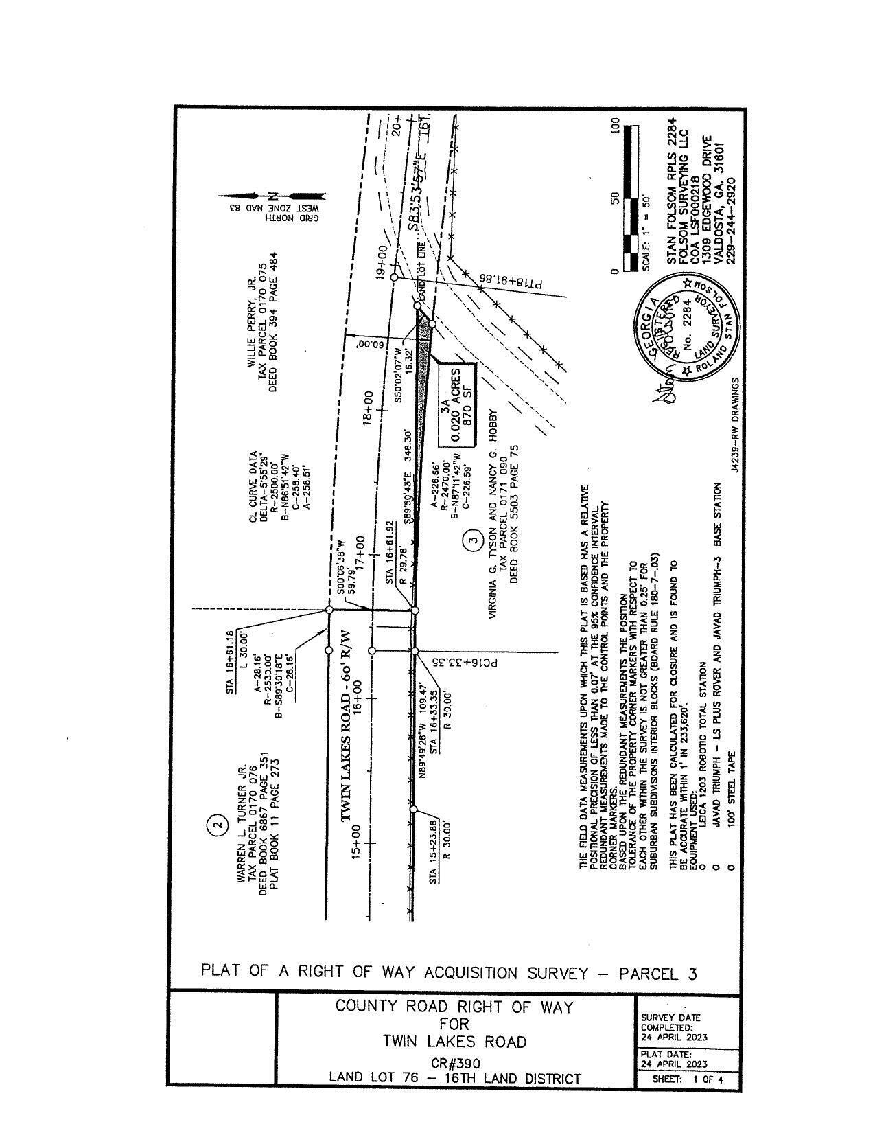 Map: County Road Right of Way for Twin Lakes Road CR 390 (1 of 4)