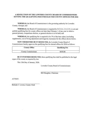 [A RESOLUTION OF THE LOWNDES COUNTY BOARD OF COMMISSIONERS]