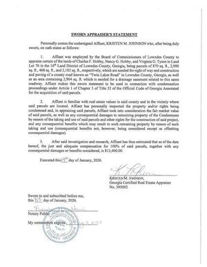 [SWORN APPRAISER’S STATEMENT]