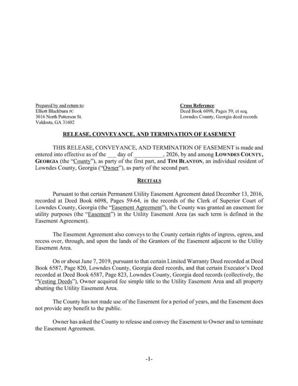 RELEASE, CONVEYANCE, AND TERMINATION OF EASEMENT