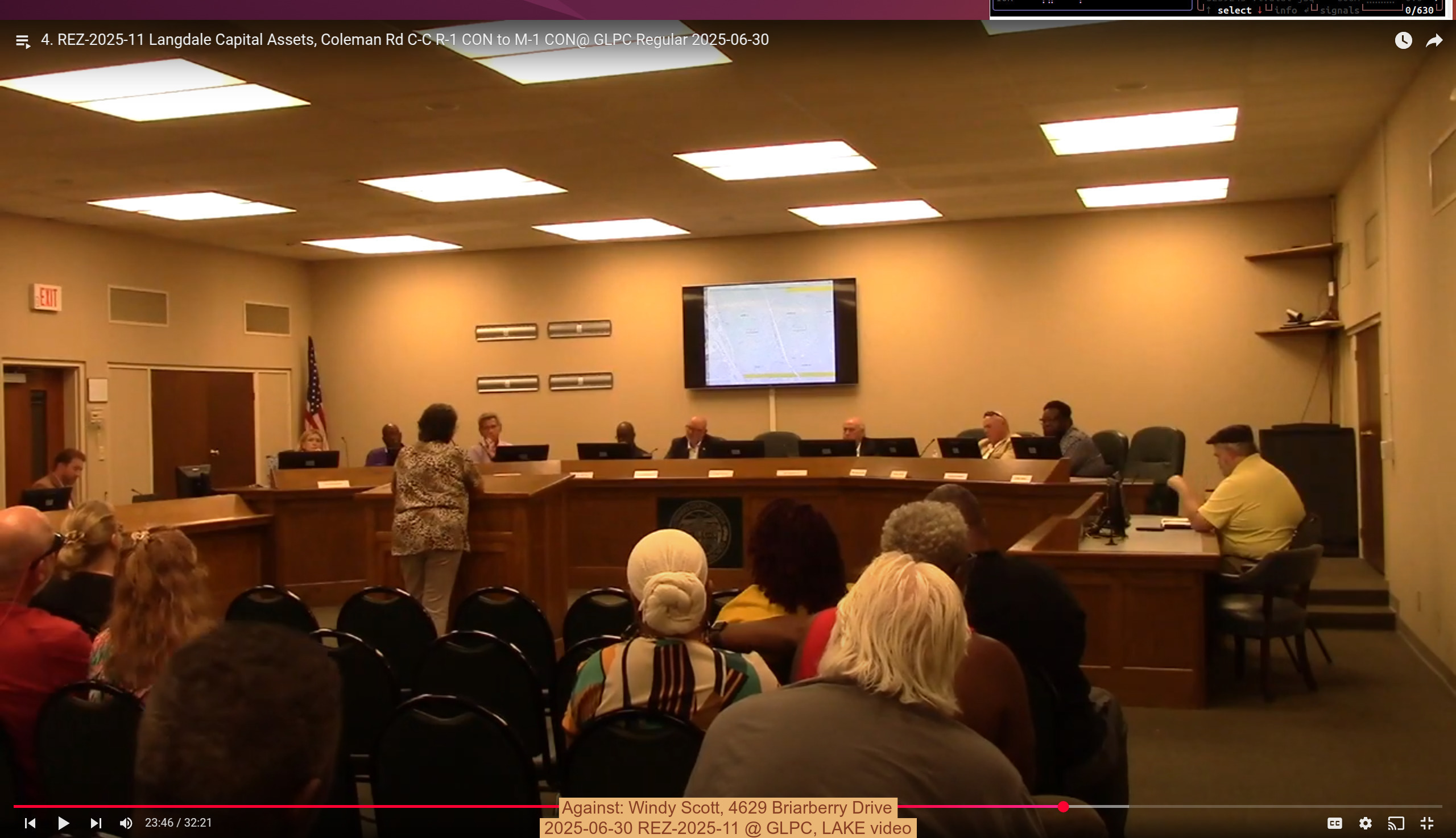 Against: Windy Scott, 4629 Briarberry Drive, 2025-06-30 REZ-2025-11 @ GLPC, LAKE video