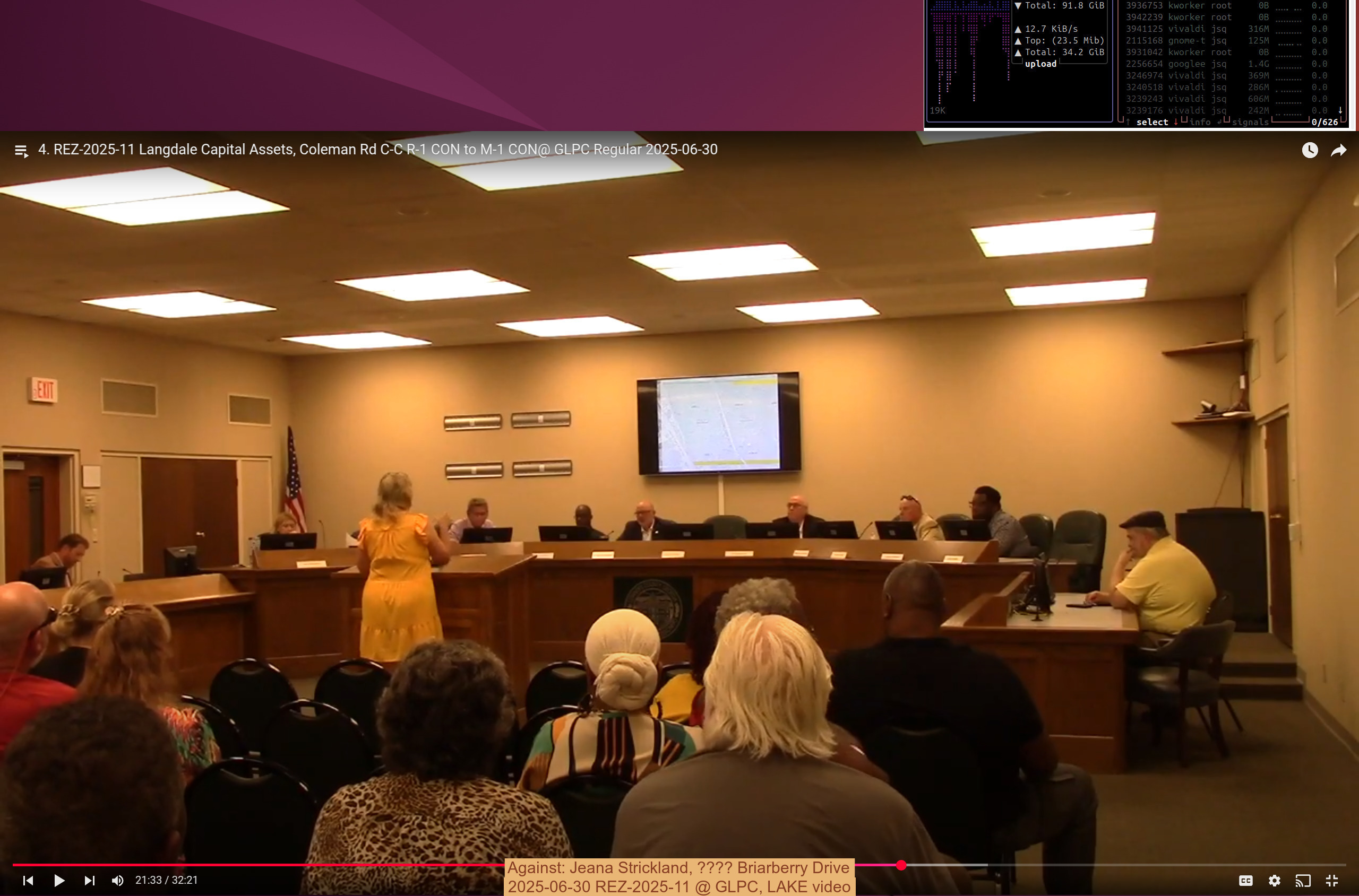 Against: Jeana Strickland, ???? Briarberry Drive, 2025-06-30 REZ-2025-11 @ GLPC, LAKE video