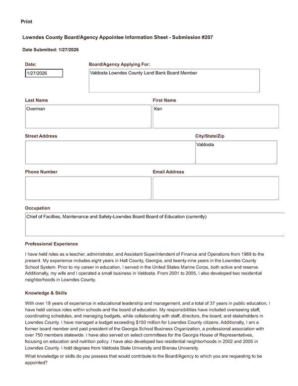 Application of Ken Overman