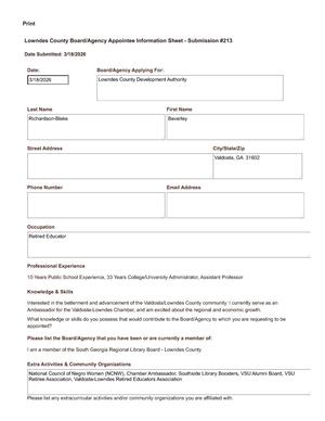 [Application of Beverley Richardson-Blake]