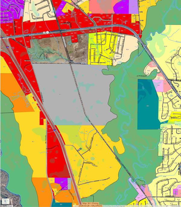 Map: M-1 Zoning, 2026-03-26 --VALORGIS
