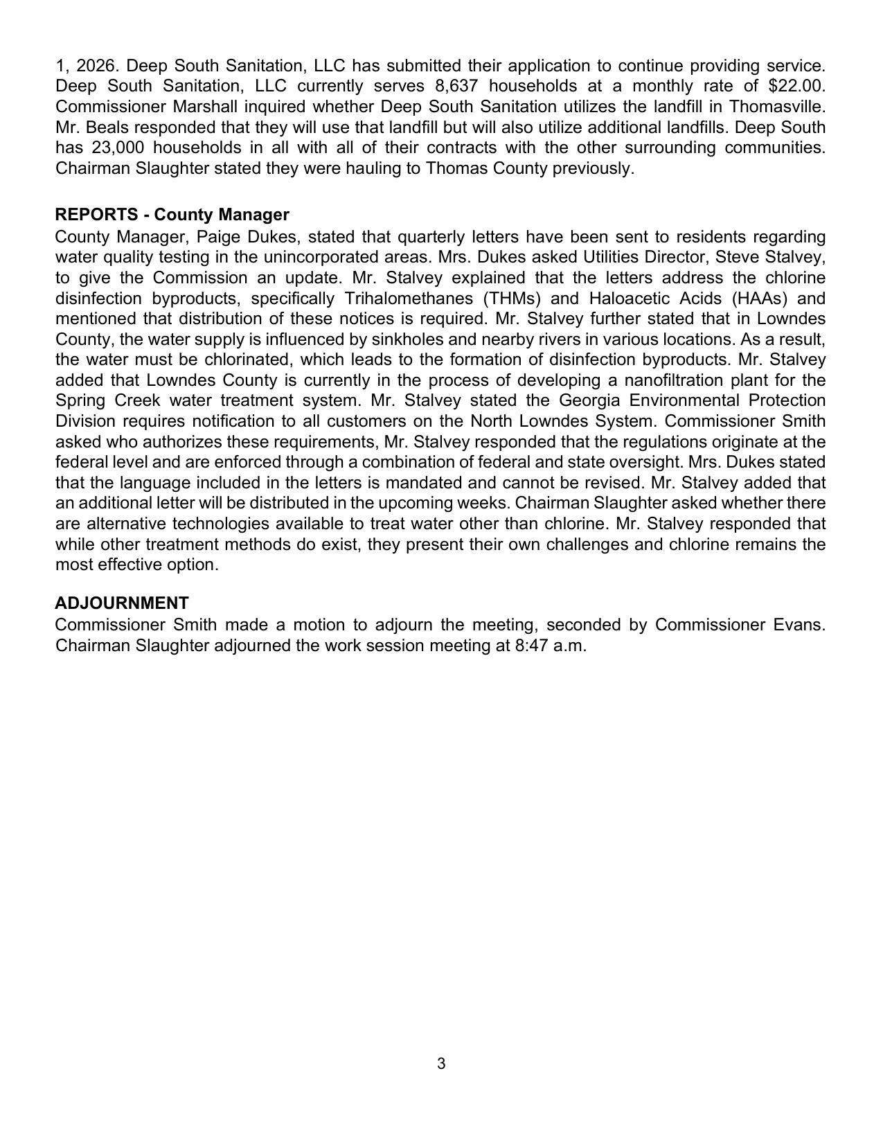 mentioned that distribution of these notices is required. Mr. Stalvey further stated that in Lowndes