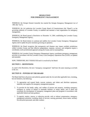 [RESOLUTION FOR EMERGENCY MANAGEMENT]
