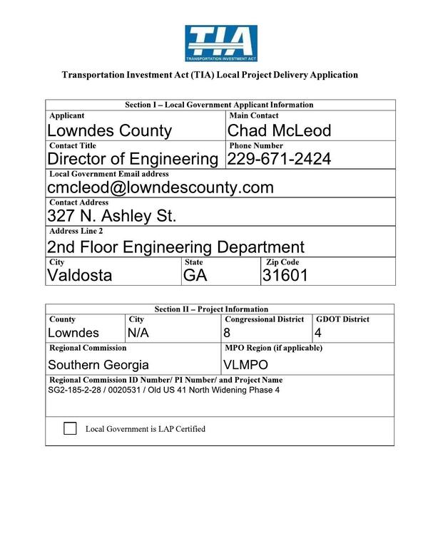 Section I — Local Government Applicant Information
