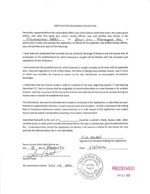 [CERTIFICATION REGARDING APPLICATION]
