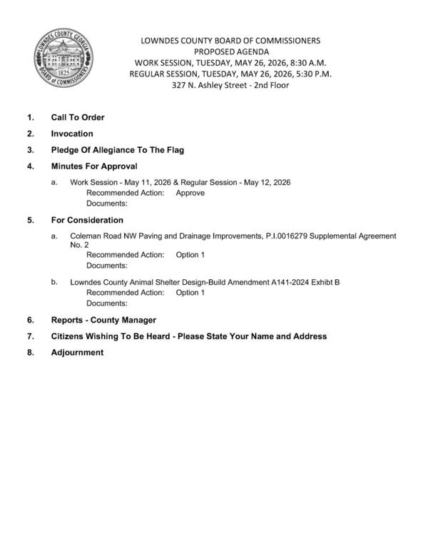 [PROPOSED AGENDA]