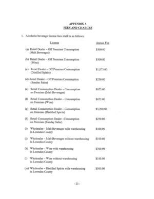 [APPENDIX A: FEES AND CHARGES]