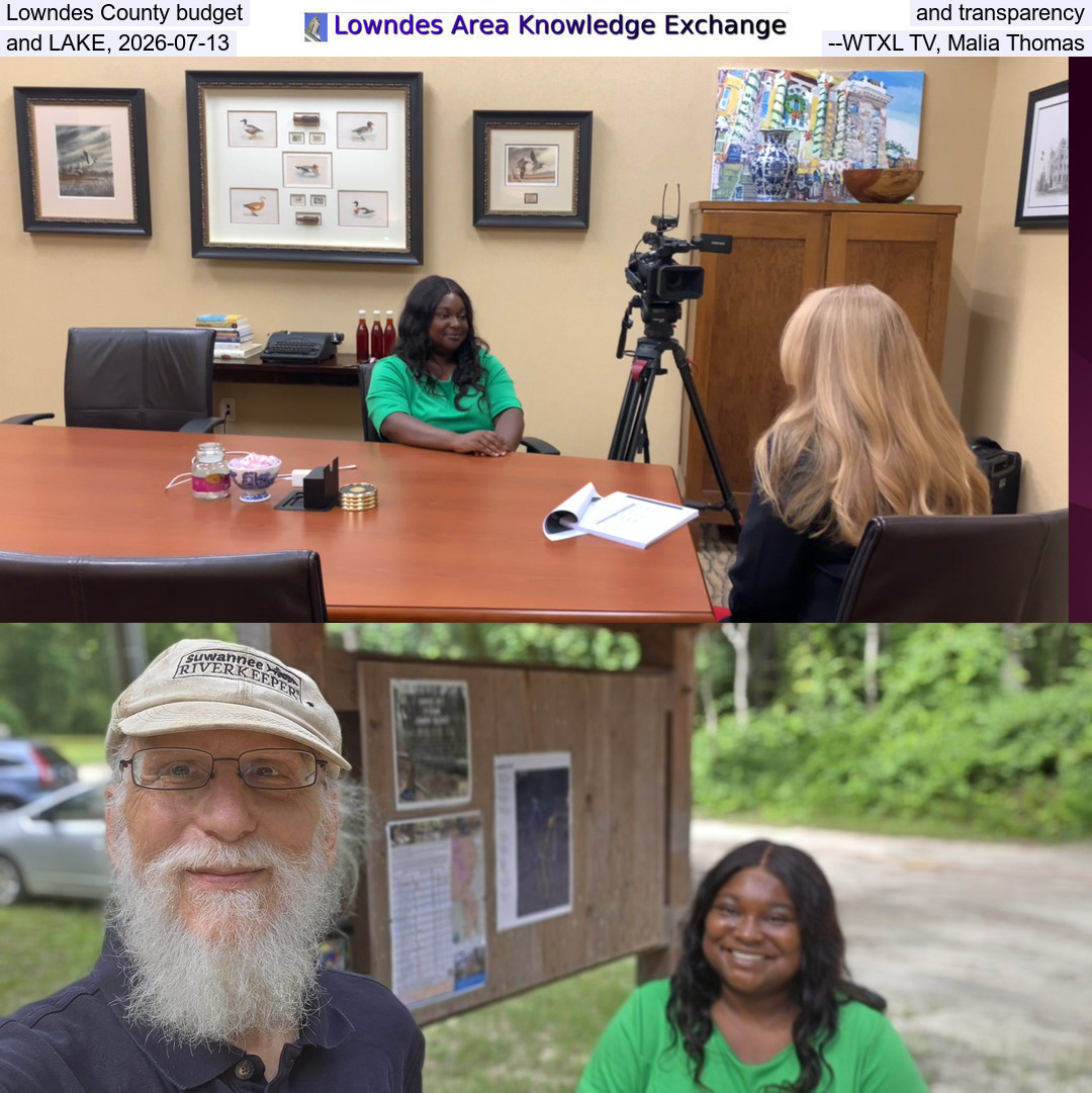 Lowndes County budget and transparency and LAKE, 2026-07-13 --WTXL TV, Malia Thomas