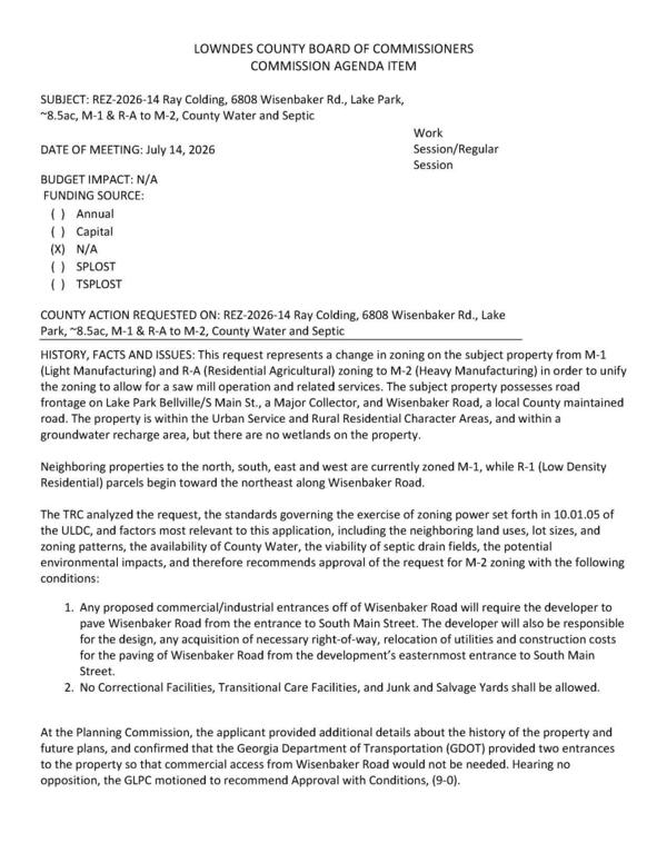 [to unify the zoning to allow for a saw mill operation and related services.]