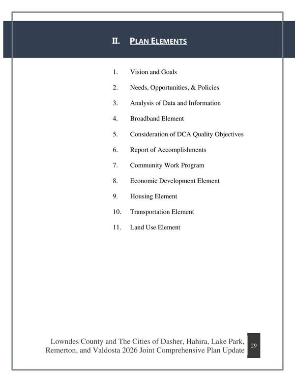[II. PLAN ELEMENTS]