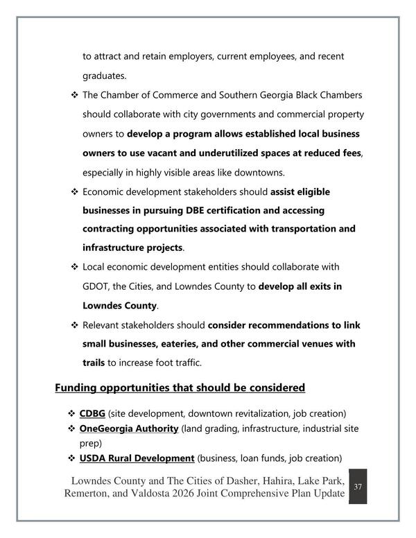 Funding opportunities that should be considered