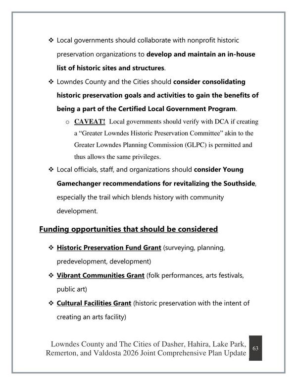 Funding opportunities that should be considered