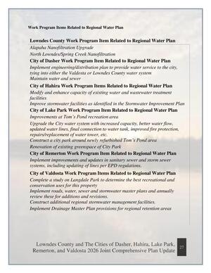 [Work Program Items Related to Regional Water Plan]