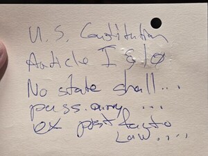 [U.S. Constitution, Article I, Section 10: No state shall... pass any ... ex post facto law...., 2026-07-28 --jsq for LAKE]