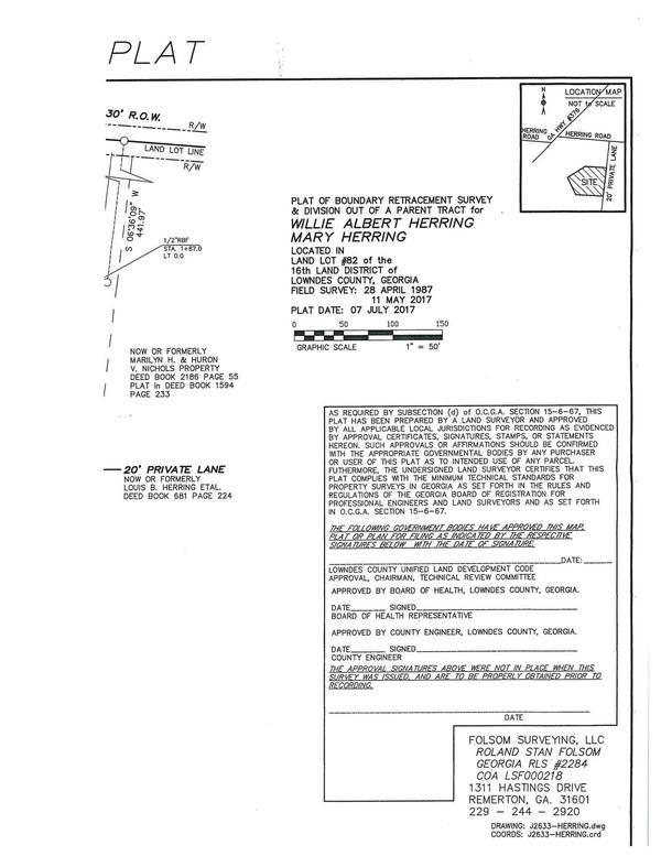 PLAT OF BOUNDARY RETRACEMENT SURVEY